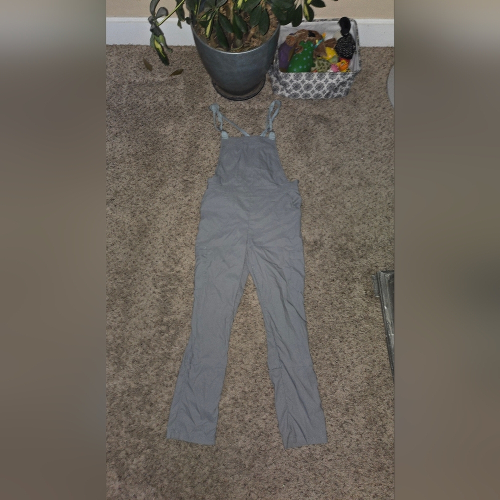 Duluth Trading Co Light Gray Adjustable Strap Overalls Jumpsuit